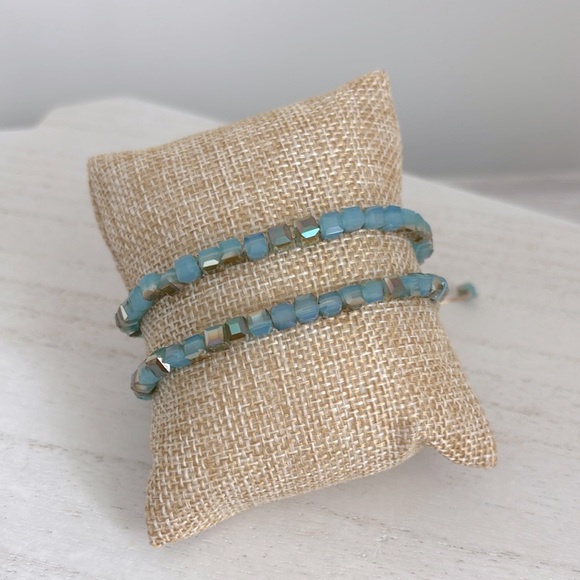 Handmade Blue Beaded Bracelets - Picture 1 of 3
